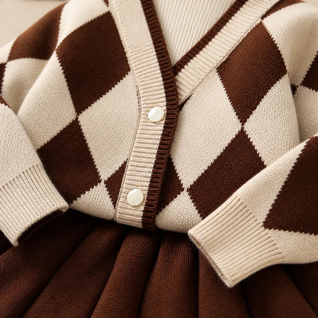 Sweater Set Girls' Checked Knit