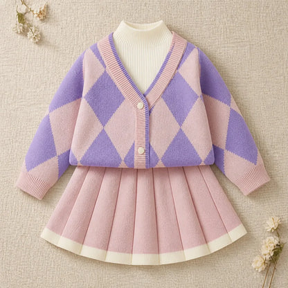 Sweater Set Girls' Checked Knit