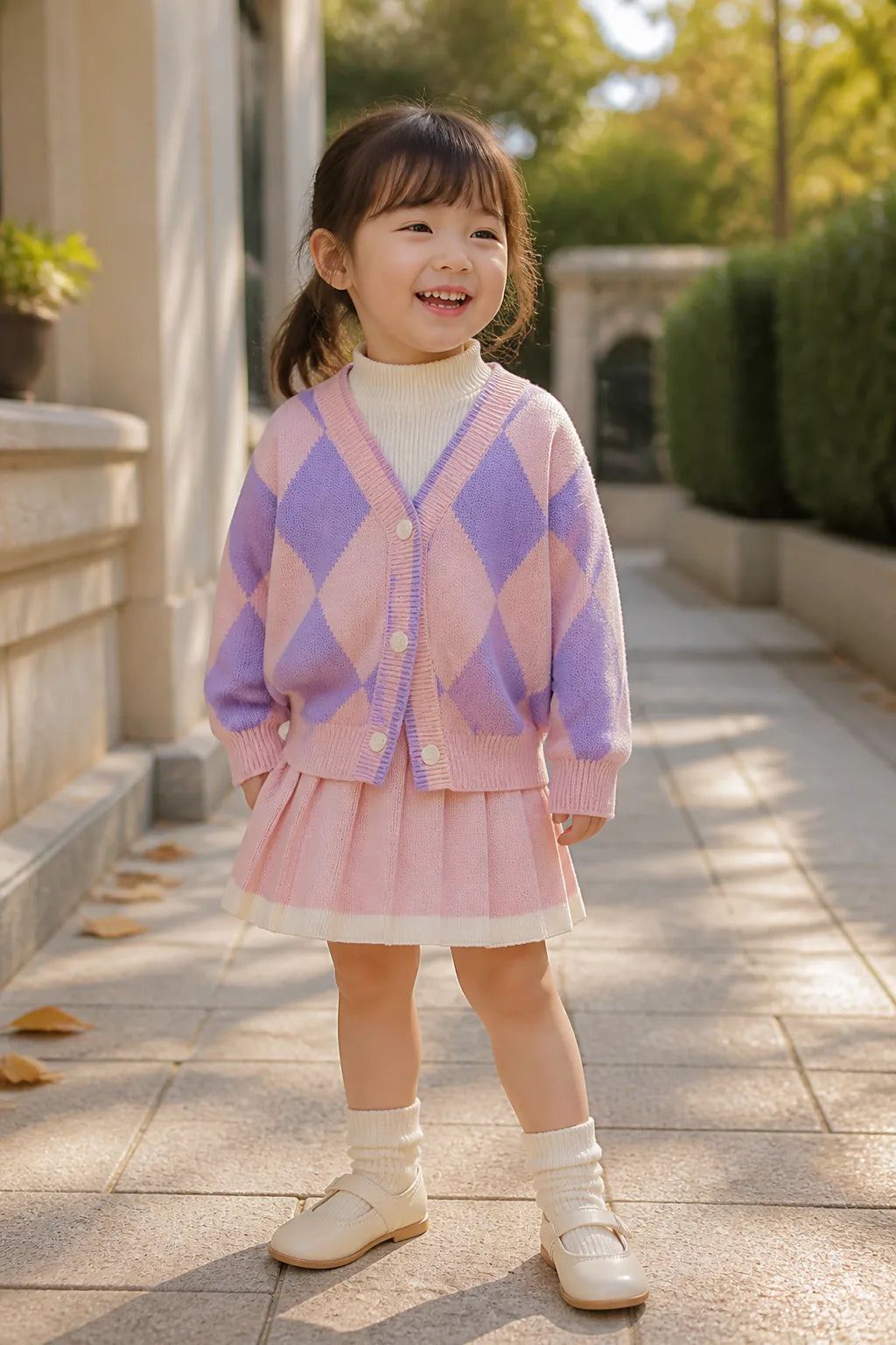 Sweater Set Girls' Checked Knit