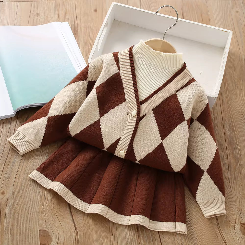 Sweater Set Girls' Checked Knit