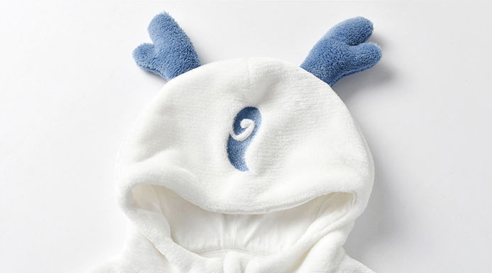 Plush Baby Dinosaur Flannel Onesie – Hooded Jumpsuit with Tail & Antlers