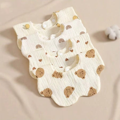 Baby Muslin Snap Bib 4 Piece Set – Soft, Comfortable & Made for Everyday Messes