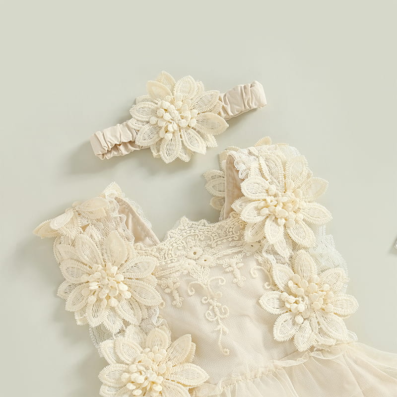 Baby Girl Birthday Embroidery Romper Dress – Sweet, Dressy & with Headband