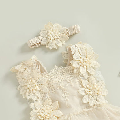 Baby Girl Birthday Embroidery Romper Dress – Sweet, Dressy & with Headband