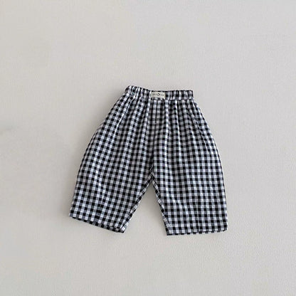 Boys Plaid Casual Pants – Elastic Waist Spring Trousers