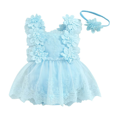 Baby Girl Birthday Embroidery Romper Dress – Sweet, Dressy & with Headband