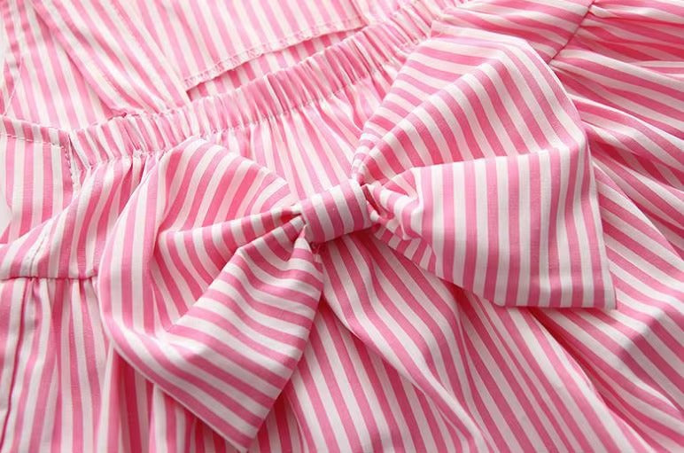 Baby Girl Striped Bow Dress Set – Summer Sleeveless Dress