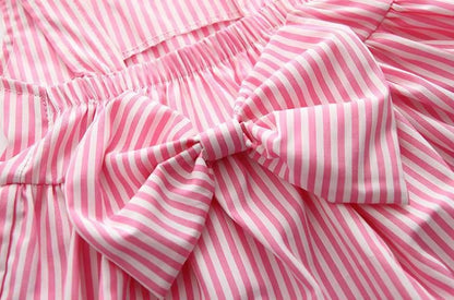 Baby Girl Striped Bow Dress Set – Summer Sleeveless Dress