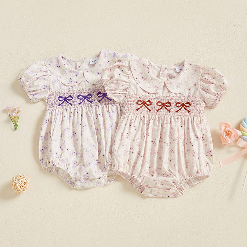 Baby Girl Floral Romper – Lightweight Summer One-Piece with Easy Button Closure