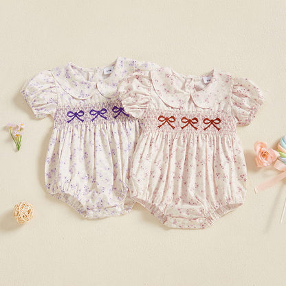 Baby Girl Floral Romper – Lightweight Summer One-Piece with Easy Button Closure