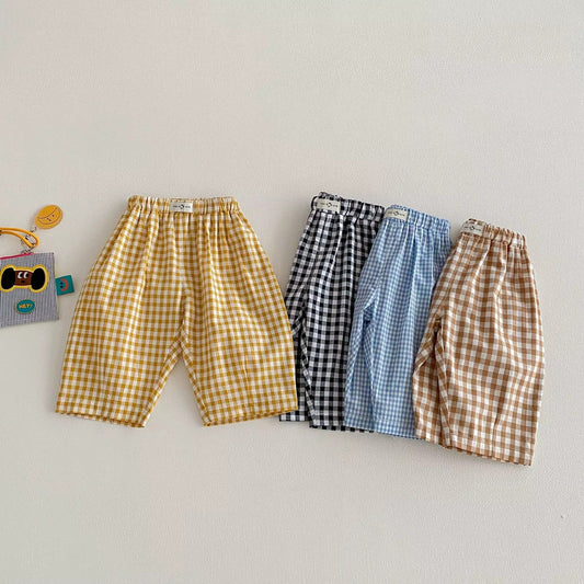 Boys Plaid Casual Pants – Elastic Waist Spring Trousers