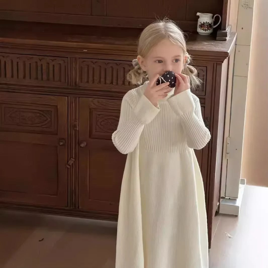 Girls Knit Sweater Dress – Long Sleeve Princess Dress