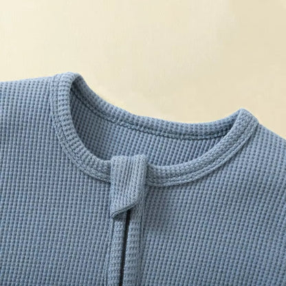 Organic Cotton Waffle Baby Romper – Soft Zip Sleepsuit