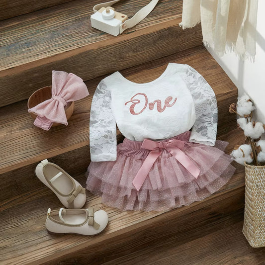 Baby Girl Lace Birthday Outfit