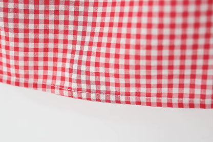 Strawberry Gingham Girls Dress With Bag
