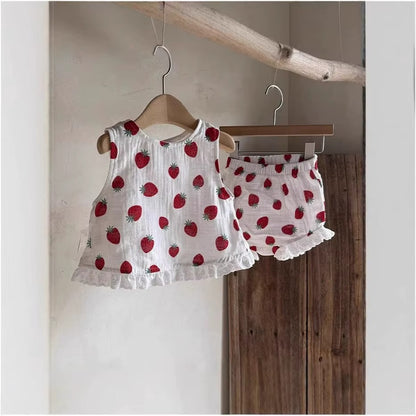 Baby Girl Summer Set – Sleeveless Top & Ruffle Shorts
