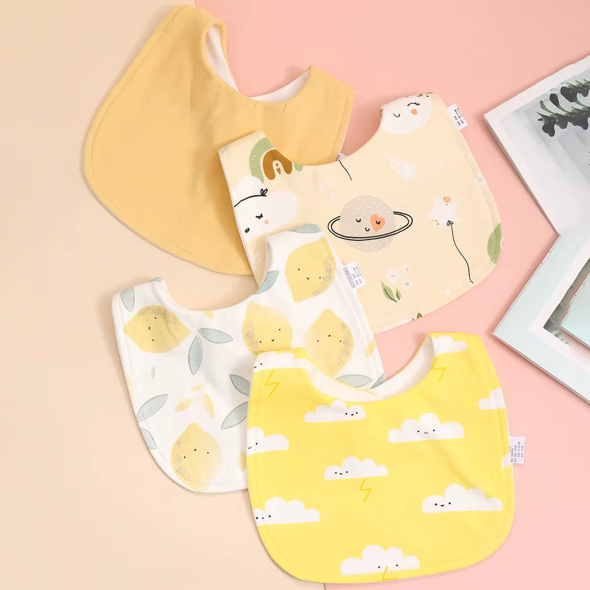 4-Pack Organic Cotton Baby Bandana Bib Set – Soft Absorbent Drool & Feeding Bibs