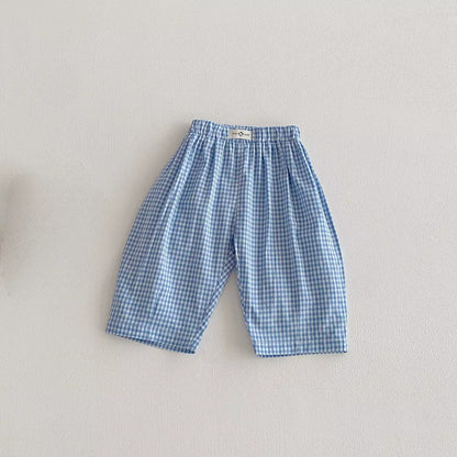 Boys Plaid Casual Pants – Elastic Waist Spring Trousers