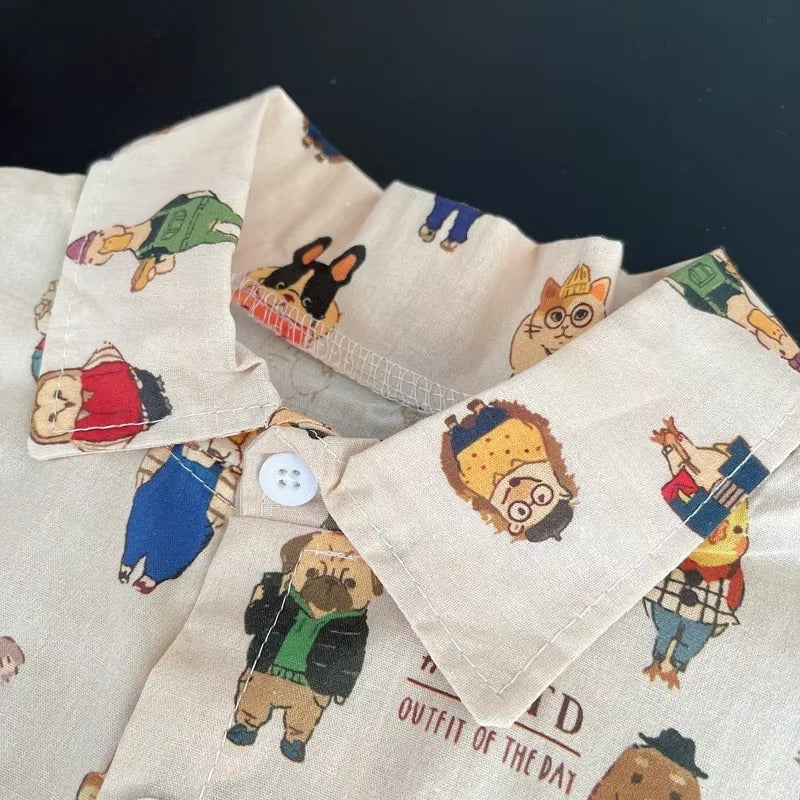 Toddler Boys Cartoon Shirt and Shorts Set