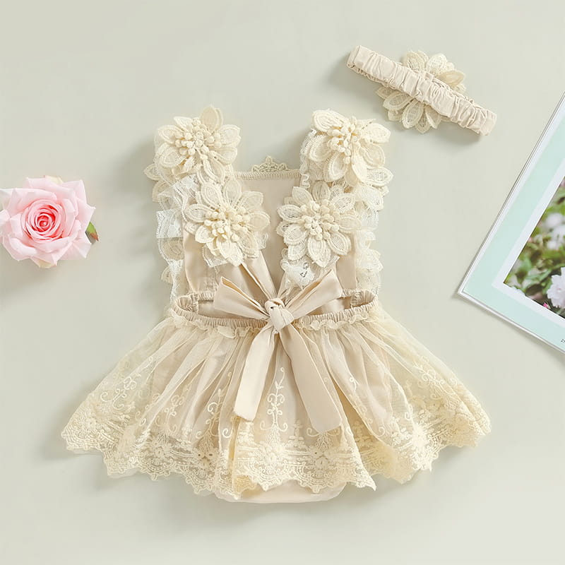 Baby Girl Birthday Embroidery Romper Dress – Sweet, Dressy & with Headband