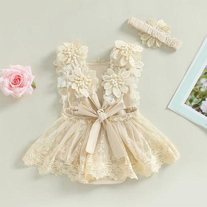 Baby Girl Birthday Embroidery Romper Dress – Sweet, Dressy & with Headband