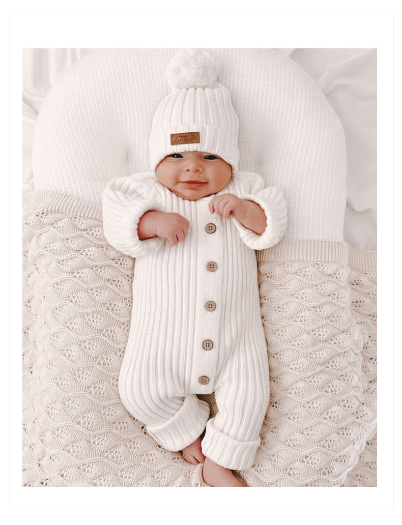 Unisex Baby Knit Romper – Soft, Warm & Easy to Dress