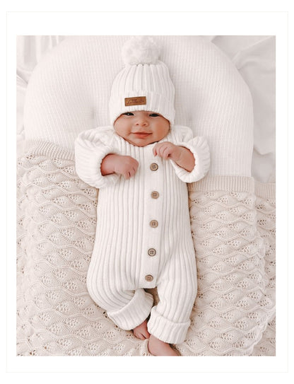 Unisex Baby Knit Romper – Soft, Warm & Easy to Dress