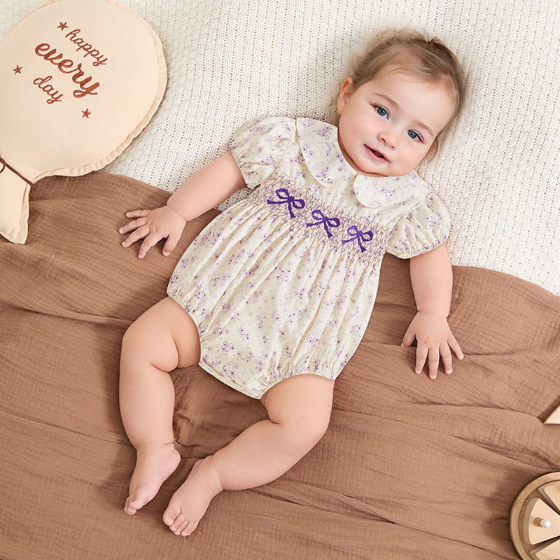 Baby Girl Floral Romper – Lightweight Summer One-Piece with Easy Button Closure