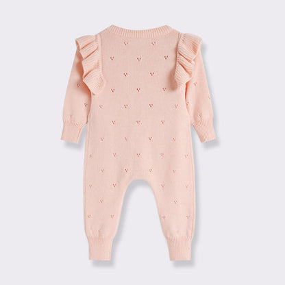 Baby Girl Knit Romper – Soft, Cozy & Easy to Dress - Pink