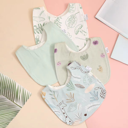4-Pack Organic Cotton Baby Bandana Bib Set – Soft Absorbent Drool & Feeding Bibs