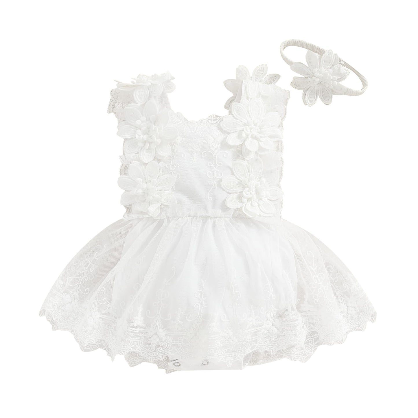 Baby Girl Birthday Embroidery Romper Dress – Sweet, Dressy & with Headband