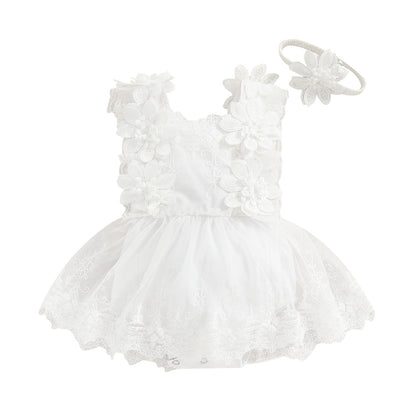 Baby Girl Birthday Embroidery Romper Dress – Sweet, Dressy & with Headband