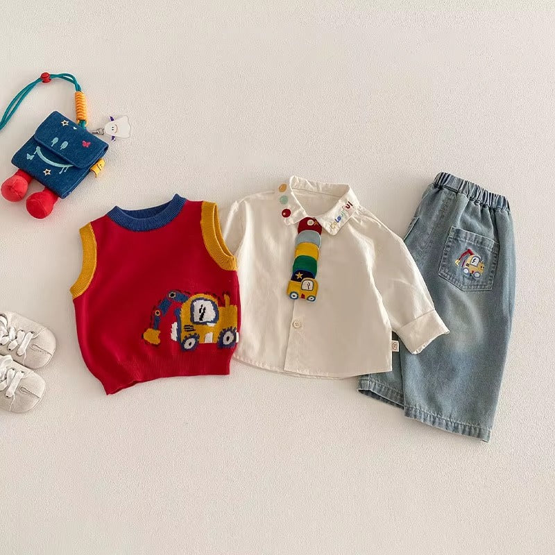 Kids Cartoon Car Shirt & Bottoms