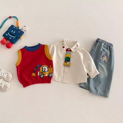 Kids Cartoon Car Shirt & Bottoms