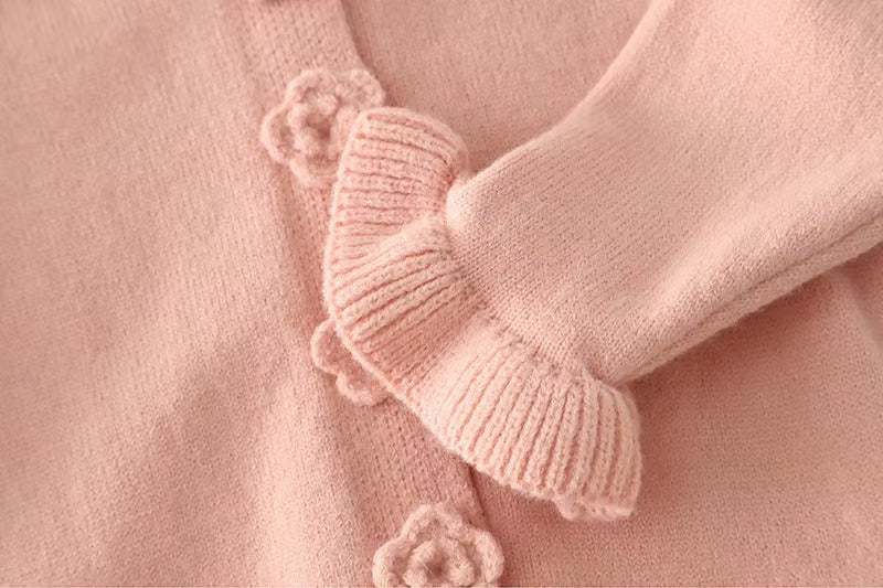 Baby Girl Floral Knit Outfit – 3-Piece Set