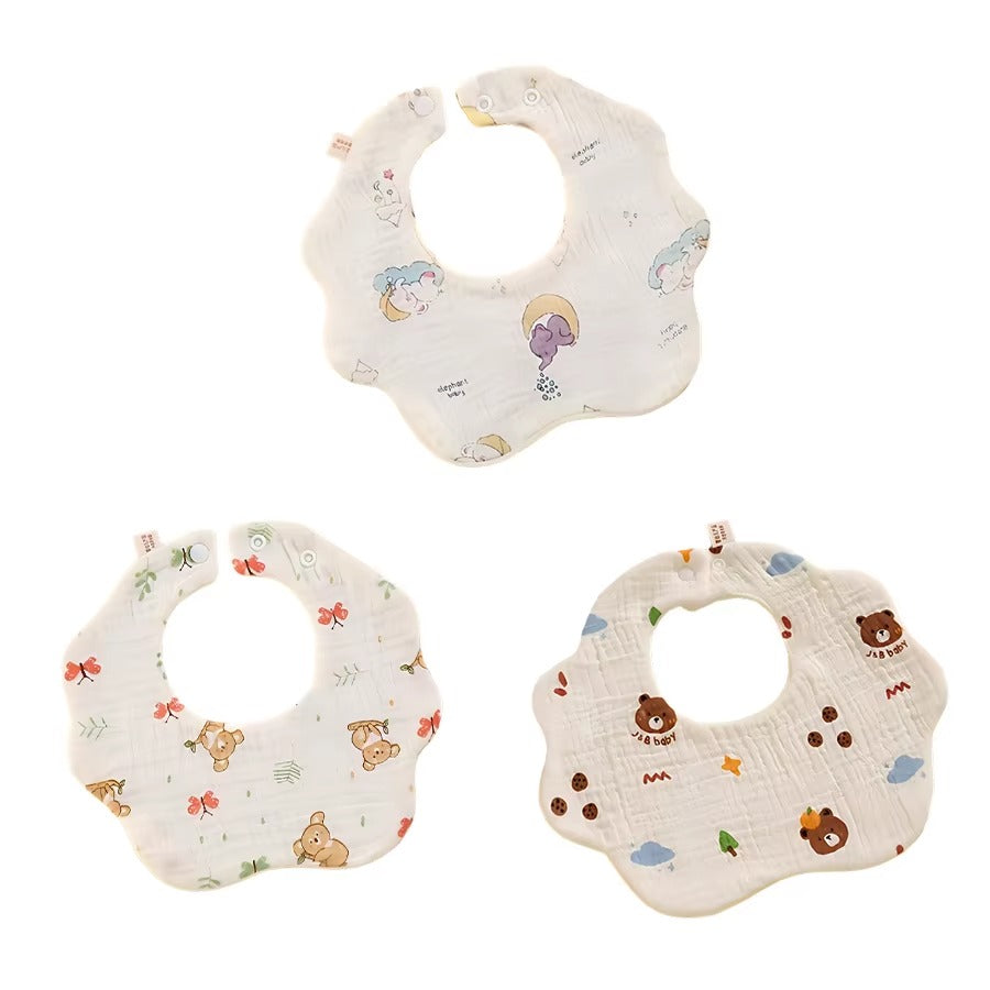 3-Pack Organic Cotton Baby Bib Set – Soft Absorbent Feeding & Drool Bibs