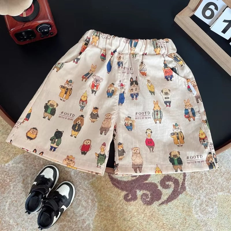 Toddler Boys Cartoon Shirt and Shorts Set