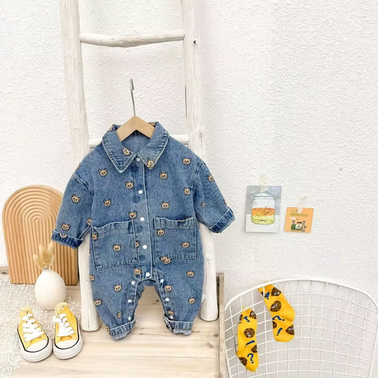 Baby Denim Bear Romper