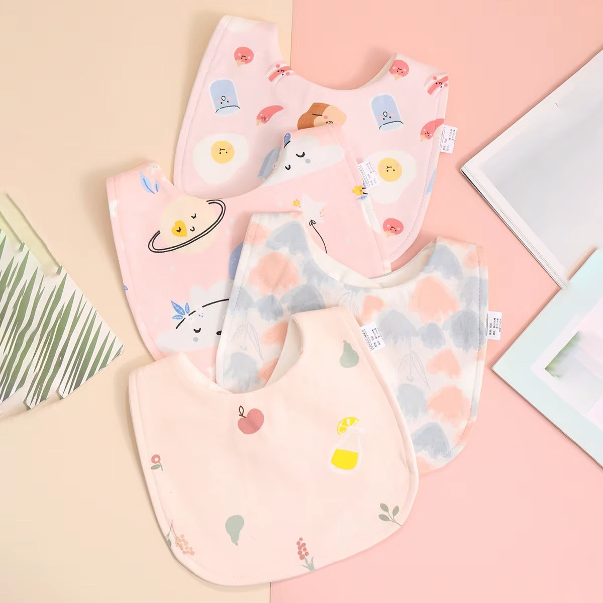 4-Pack Organic Cotton Baby Bandana Bib Set – Soft Absorbent Drool & Feeding Bibs