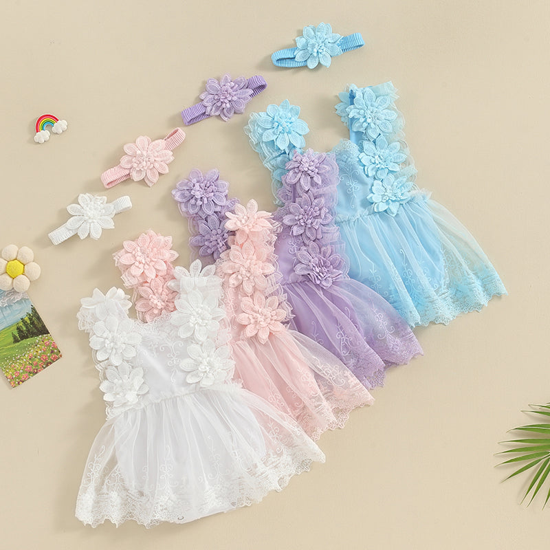 Baby Girl Birthday Embroidery Romper Dress – Sweet, Dressy & with Headband