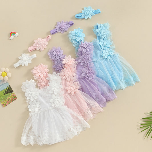 Baby Girl Birthday Embroidery Romper Dress – Sweet, Dressy & with Headband