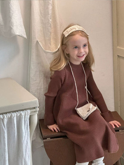 Girls Knit Sweater Dress – Long Sleeve Princess Dress