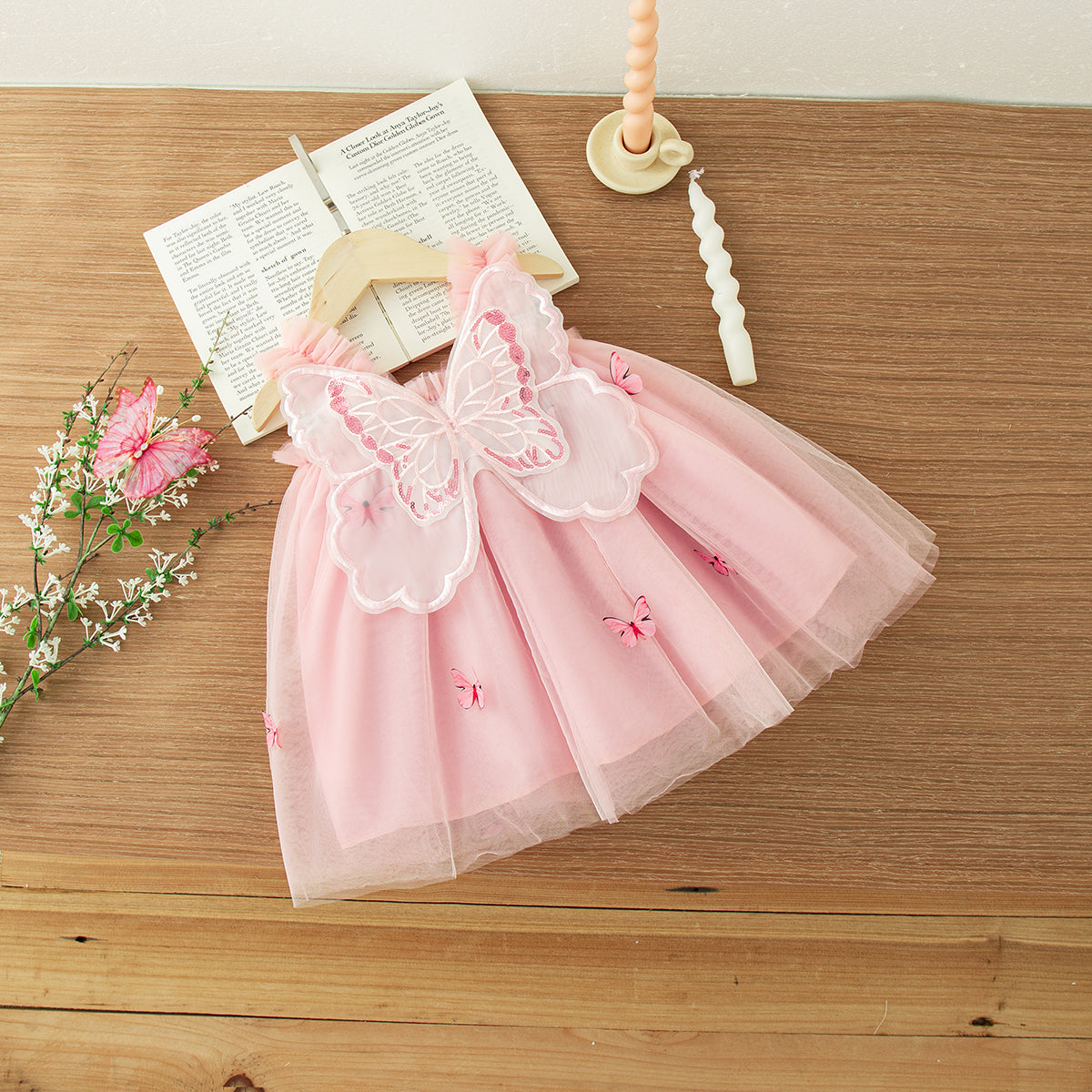 Toddler Girls Butterfly Birthday Dress – Magical Tulle Party Dress with Wings