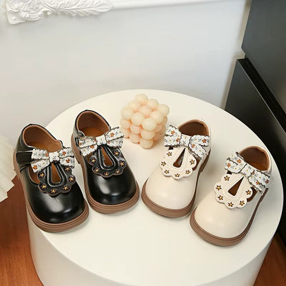 Girls Bow Mary Jane School Shoes