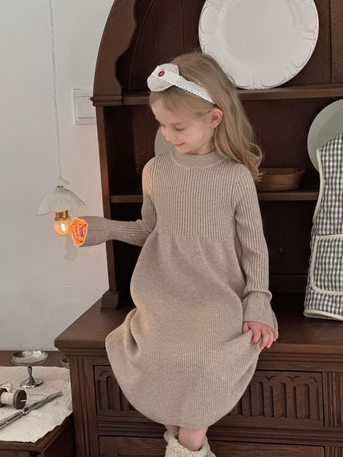 Girls Knit Sweater Dress – Long Sleeve Princess Dress