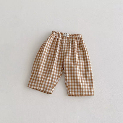 Boys Plaid Casual Pants – Elastic Waist Spring Trousers