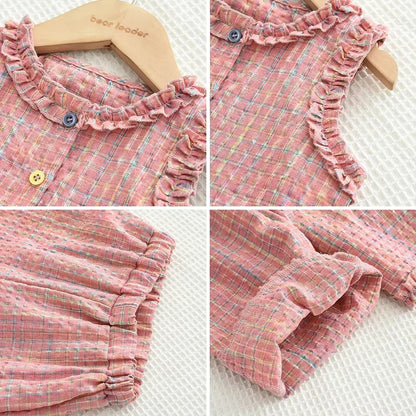 Girls Plaid Summer Outfit – Cute 2-Piece Set