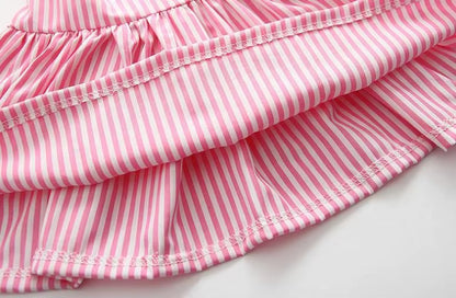 Baby Girl Striped Bow Dress Set – Summer Sleeveless Dress