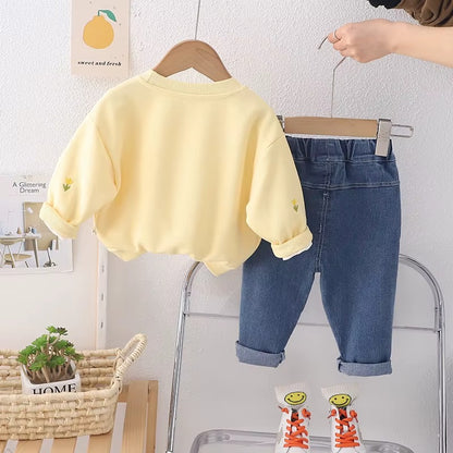 Toddler Girl Flower Sweater & Jeans Set – Cute 2-Piece Outfit