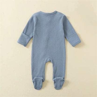 Organic Cotton Waffle Baby Romper – Soft Zip Sleepsuit